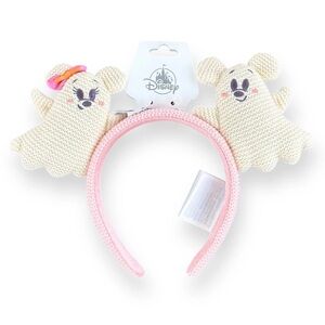 Disney 2025 Halloween Mickey Minnie Pastel Pink & Cream White Ghost Ear Headband